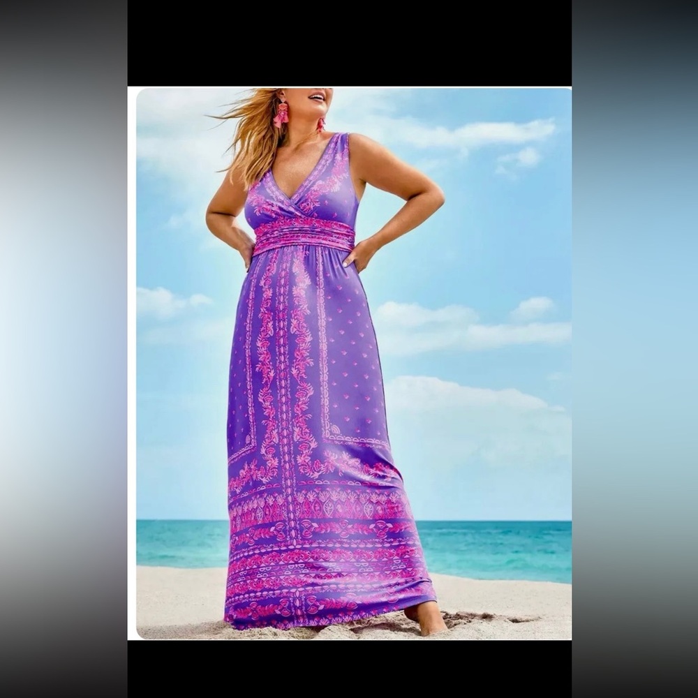 Lilly Pulitzer Margarita Maxi Dress In 
Mystic Purple Coral Craze NWT Size LG